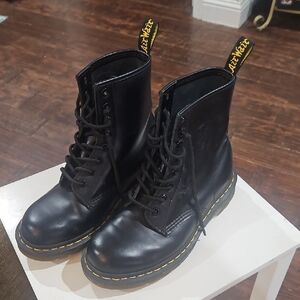 Dr. Martens Black Boots with Yellow Stitching